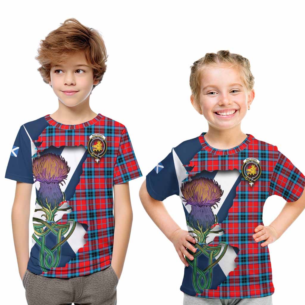 Tartan Vibes Clothing MacTavish (McTavish) Tartan Family Crest Kid T-Shirt Scottish Thistle Celtic Inspired