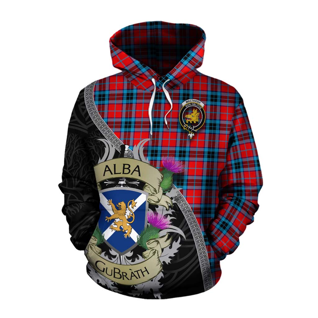 Tartan Vibes Clothing MacTavish (McTavish) Tartan Family Crest Cotton Hoodie Lion Rampant Royal Thistle Shield Celtic Inspired