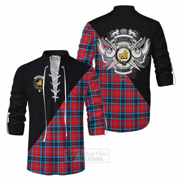Tartan Vibes Clothing MacTavish (McTavish) Tartan Ghillie Kilt Shirt with Family Crest and Military Logo Style