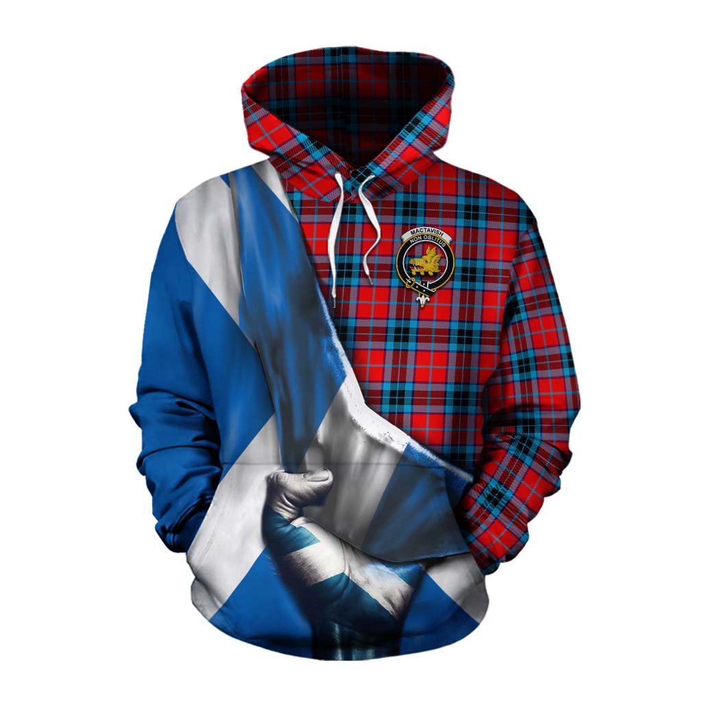 Tartan Vibes Clothing MacTavish (McTavish) Tartan Cotton Hoodie with Family Crest Scotland Patriotic Style