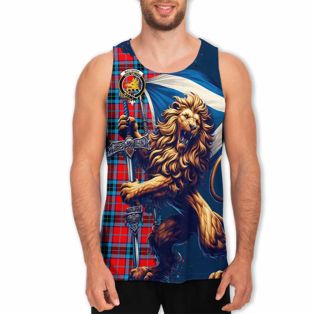 Tartan Vibes Clothing MacTavish (McTavish) Tartan Family Crest Men's Tank Top with Scottish Majestic Lion