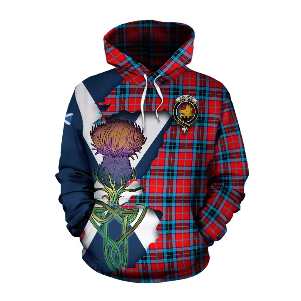 Tartan Vibes Clothing MacTavish (McTavish) Tartan Family Crest Cotton Hoodie Scottish Thistle Celtic Inspired