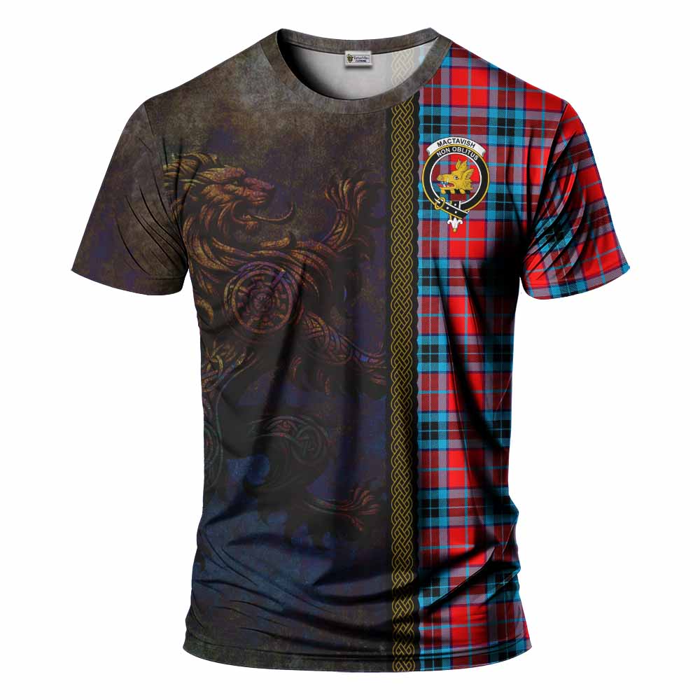 Tartan Vibes Clothing MacTavish (McTavish) Tartan Family Crest T-Shirt Alba Gu Brath Be Brave Lion Ancient Style