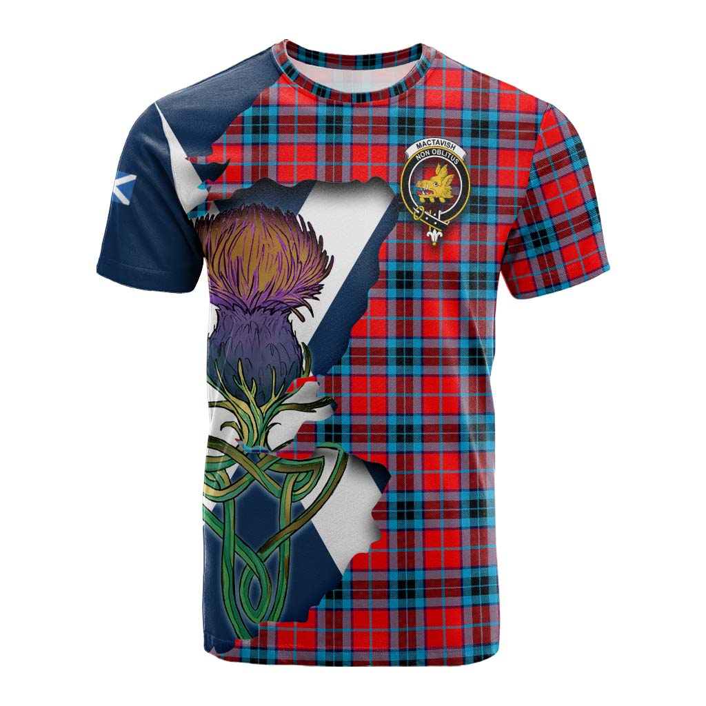 Tartan Vibes Clothing MacTavish (McTavish) Tartan Family Crest Cotton T-shirt Scottish Thistle Celtic Inspired