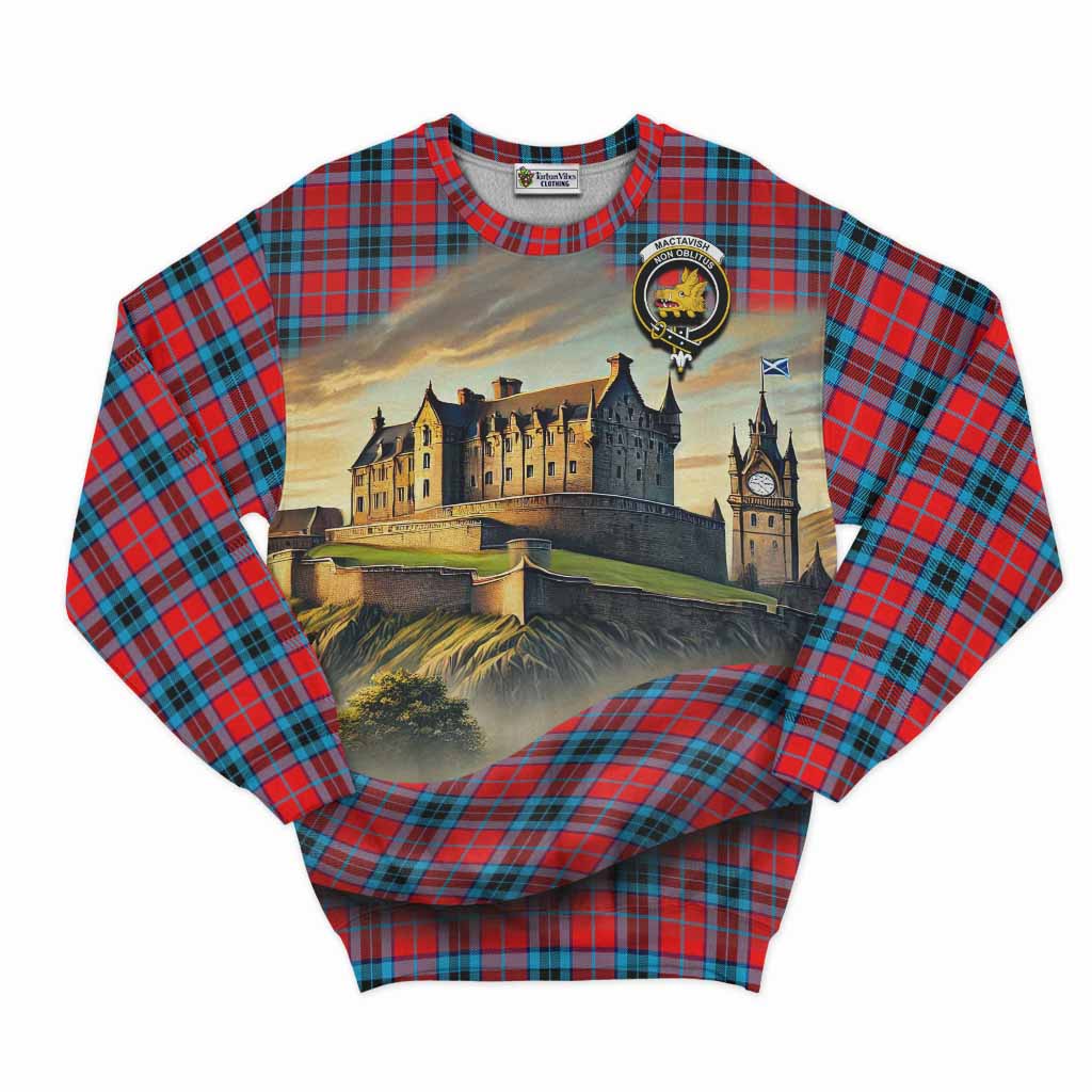Tartan Vibes Clothing MacTavish (McTavish) Tartan Family Crest Sweatshirt with Scottish Ancient Castle Style