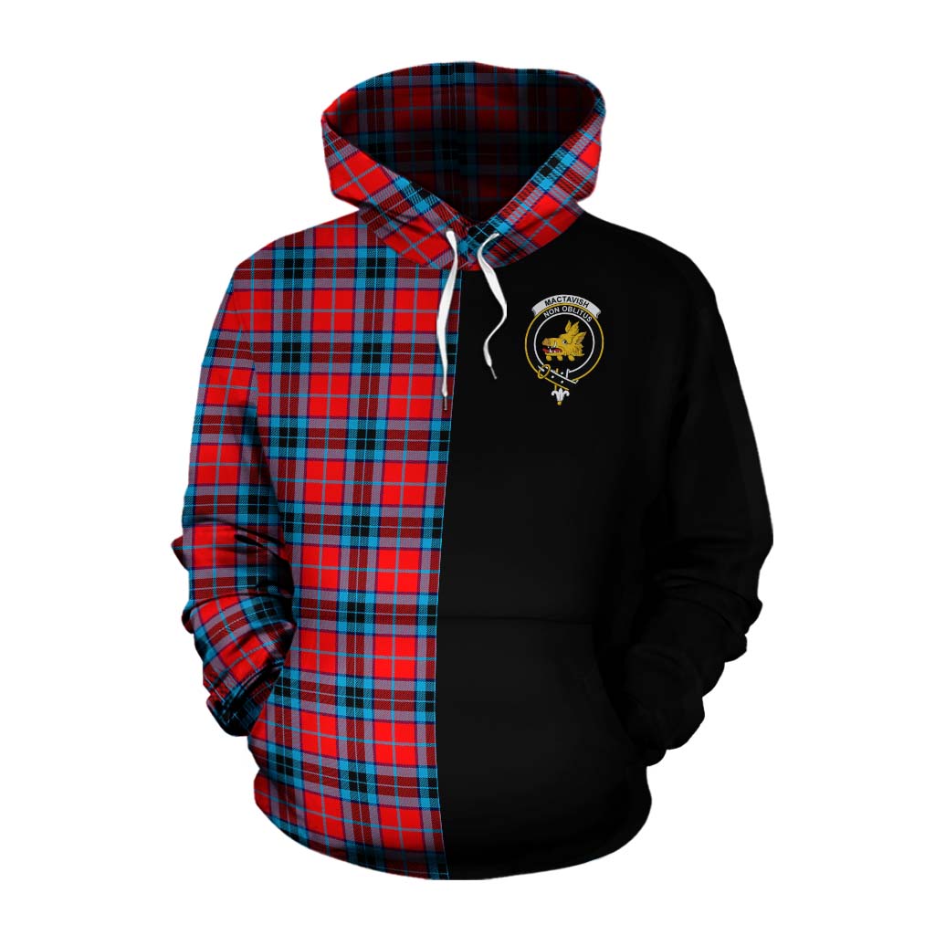 Tartan Vibes Clothing MacTavish (McTavish) Tartan Cotton Hoodie with Family Crest and Half Of Me Style