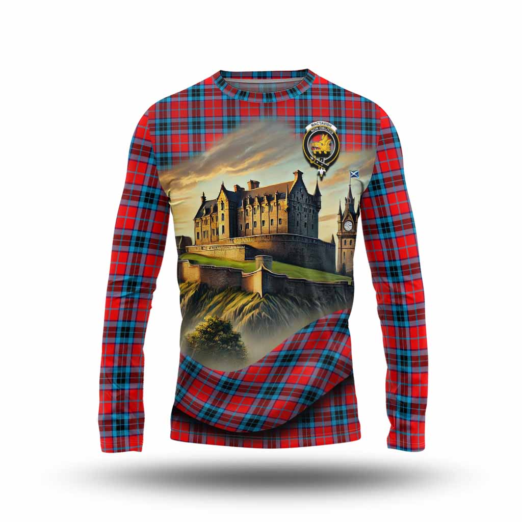 Tartan Vibes Clothing MacTavish (McTavish) Tartan Family Crest Long Sleeve T-Shirt with Scottish Ancient Castle Style