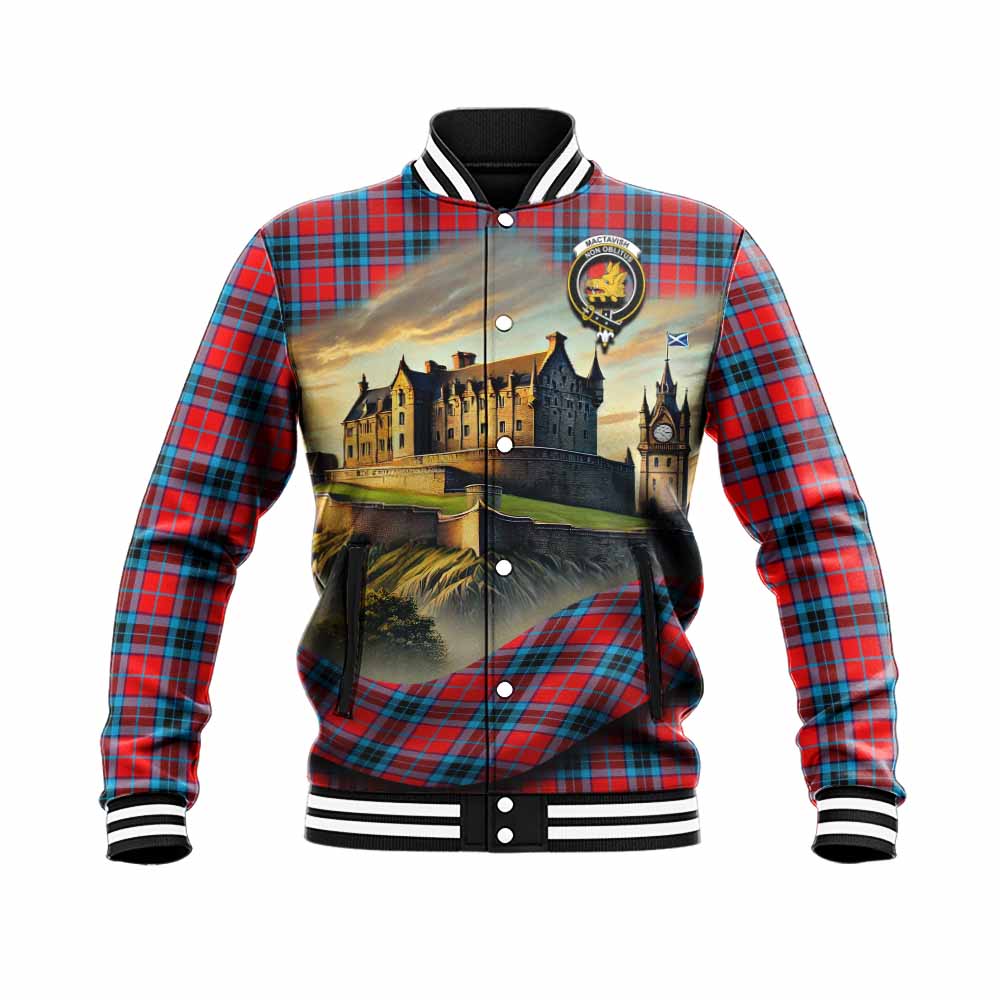 Tartan Vibes Clothing MacTavish (McTavish) Tartan Family Crest Baseball Jacket with Scottish Ancient Castle Style