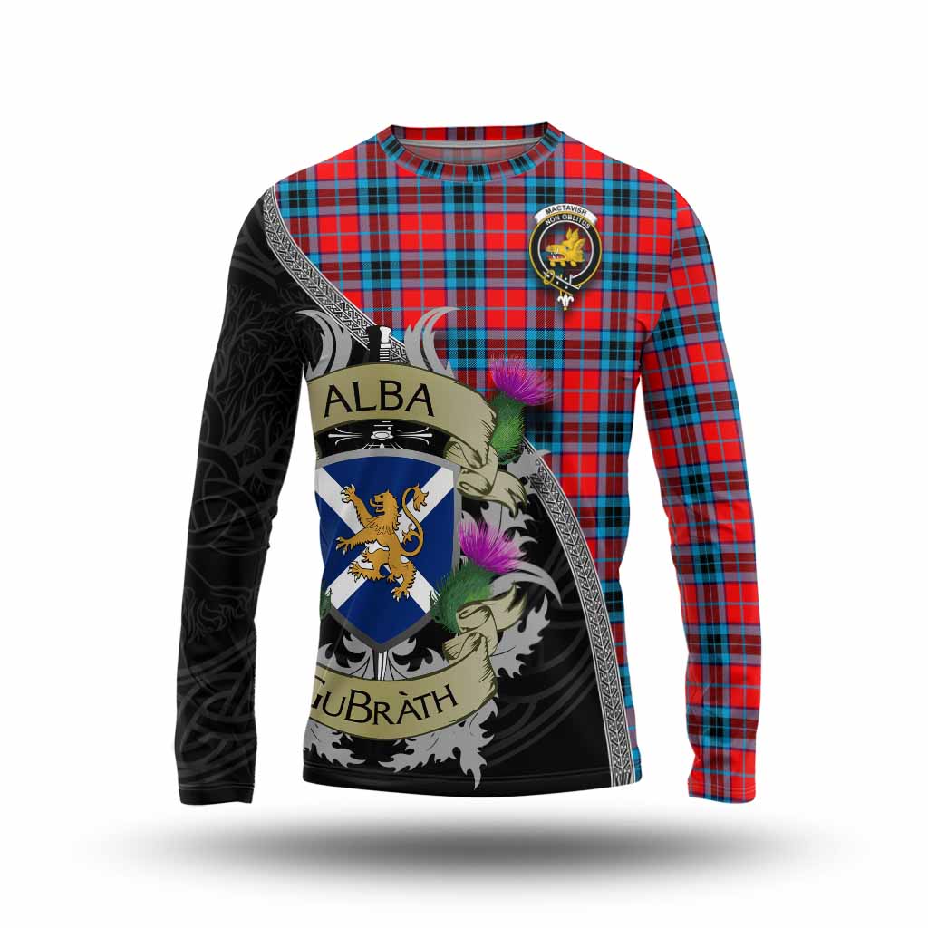Tartan Vibes Clothing MacTavish (McTavish) Tartan Family Crest Long Sleeve T-Shirt Lion Rampant Royal Thistle Shield Celtic Inspired