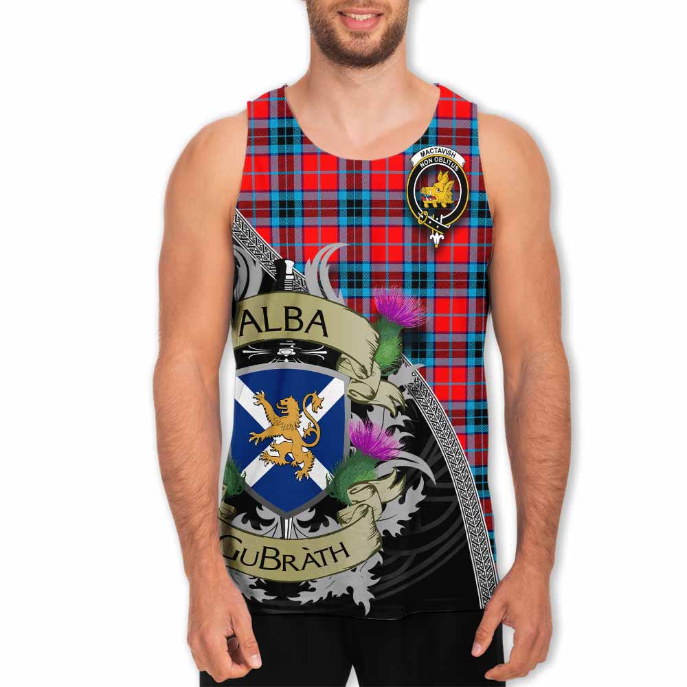 Tartan Vibes Clothing MacTavish (McTavish) Tartan Family Crest Men's Tank Top Lion Rampant Royal Thistle Shield Celtic Inspired