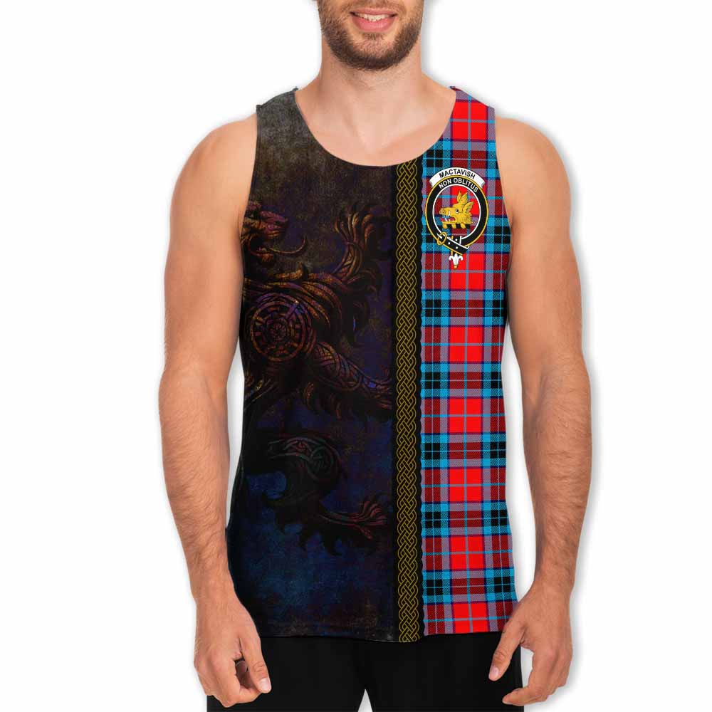 Tartan Vibes Clothing MacTavish (McTavish) Tartan Family Crest Men's Tank Top Alba Gu Brath Be Brave Lion Ancient Style
