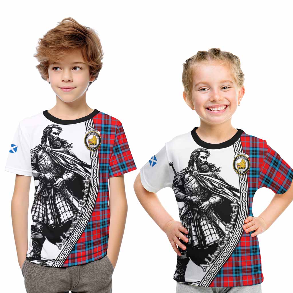 MacTavish (McTavish) Tartan Clan Crest Kid T-Shirt with Highlander Warrior Celtic Style