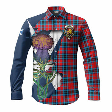 MacTavish (McTavish) Tartan Family Crest Long Sleeve Button Shirt Scottish Thistle Celtic Inspired