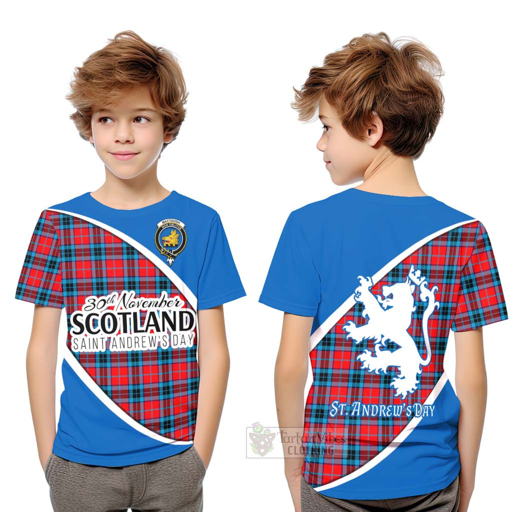 Tartan Vibes Clothing MacTavish (McTavish) Family Crest Tartan Kid T-Shirt Celebrate Saint Andrew's Day in Style