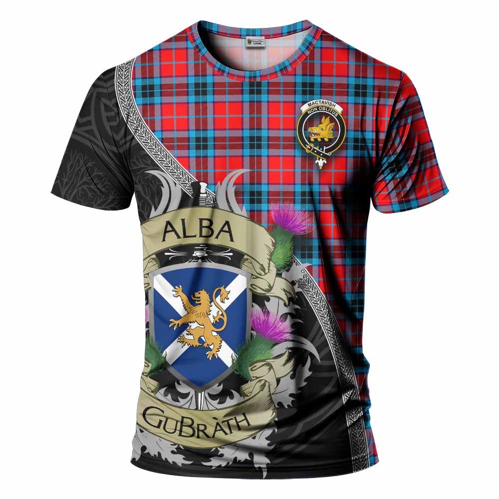 Tartan Vibes Clothing MacTavish (McTavish) Tartan Family Crest T-Shirt Lion Rampant Royal Thistle Shield Celtic Inspired