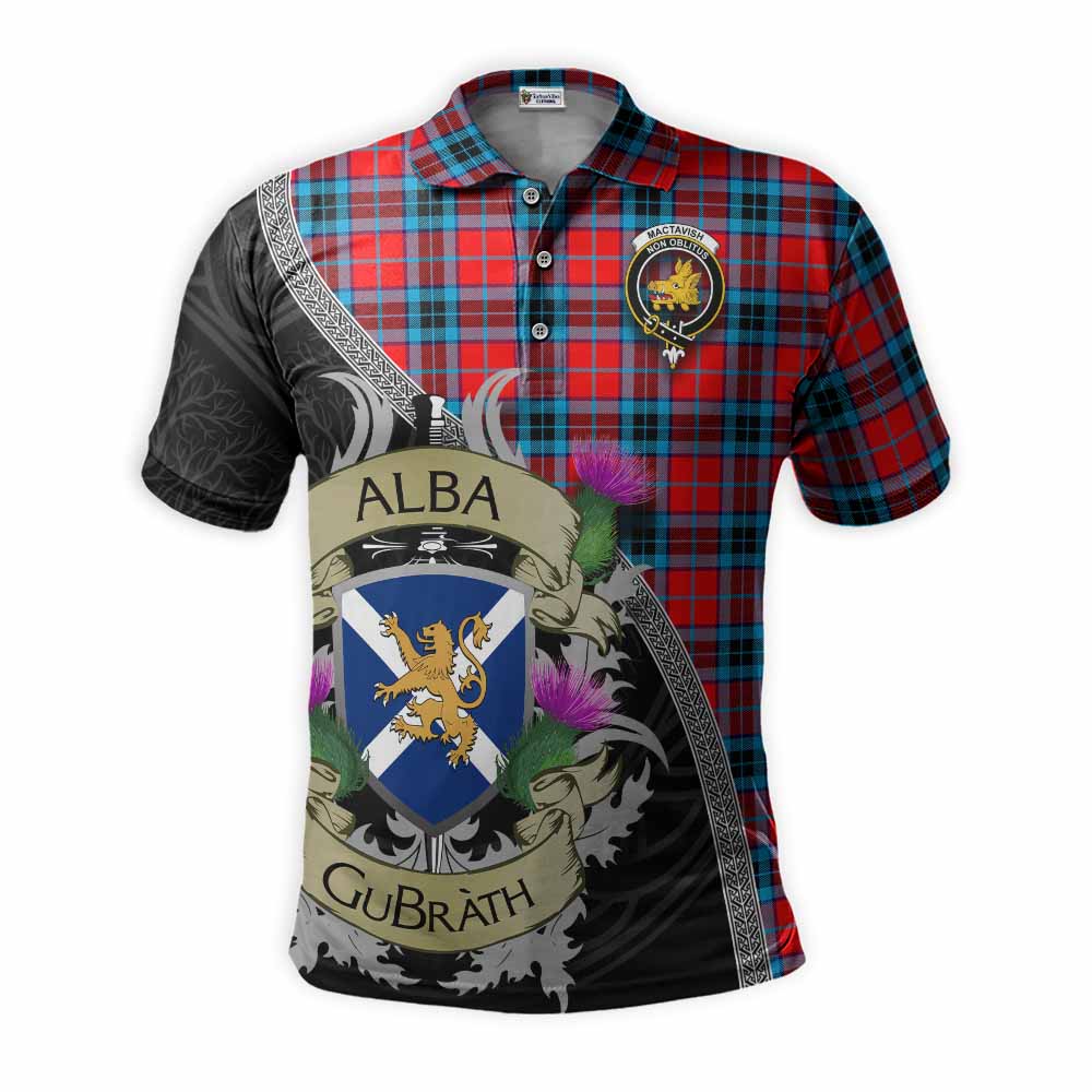 Tartan Vibes Clothing MacTavish (McTavish) Tartan Family Crest Polo Shirt Lion Rampant Royal Thistle Shield Celtic Inspired