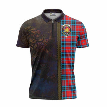 MacTavish (McTavish) Tartan Family Crest Zipper Polo Shirt Alba Gu Brath Be Brave Lion Ancient Style
