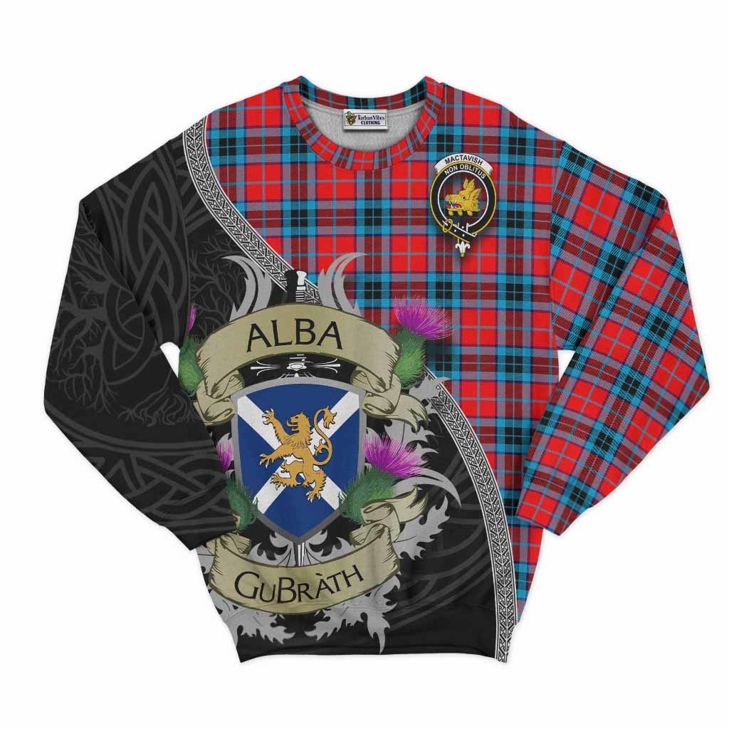 Tartan Vibes Clothing MacTavish (McTavish) Tartan Family Crest Sweatshirt Lion Rampant Royal Thistle Shield Celtic Inspired