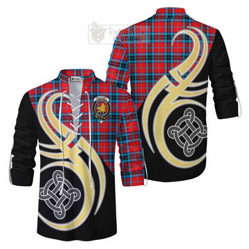 Tartan Vibes Clothing MacTavish (McTavish) Tartan Ghillie Kilt Shirt with Family Crest and Celtic Symbol Style