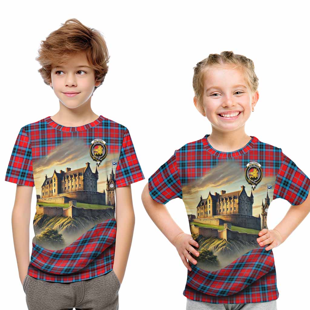 Tartan Vibes Clothing MacTavish (McTavish) Tartan Family Crest Kid T-Shirt with Scottish Ancient Castle Style
