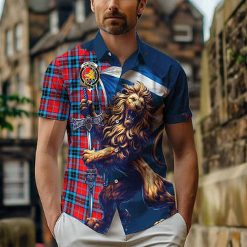MacTavish (McTavish) Tartan Family Crest Hawaiian Shirt with Scottish Majestic Lion