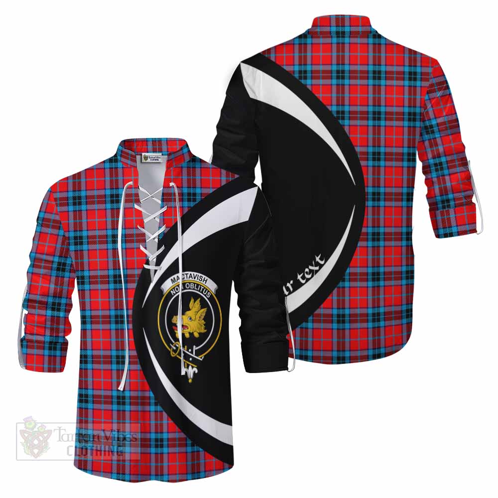 Tartan Vibes Clothing MacTavish (McTavish) Tartan Ghillie Kilt Shirt with Family Crest Circle Style