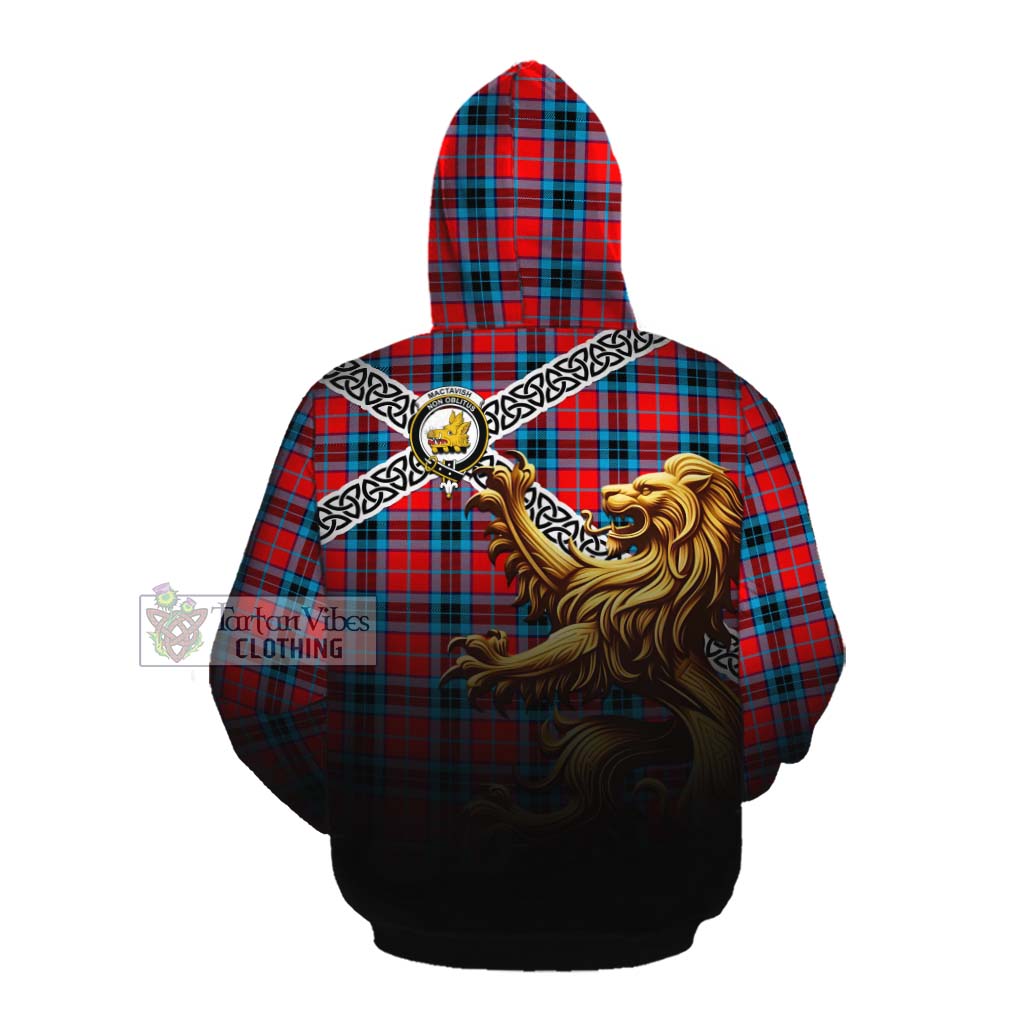 Tartan Vibes Clothing MacTavish (McTavish) Crest Tartan Cotton Hoodie with Golden Lion Emblem Celtic Style