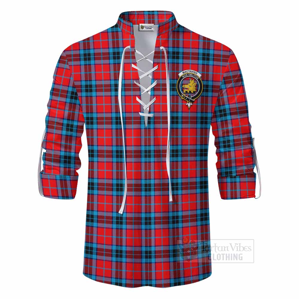 Tartan Vibes Clothing MacTavish (McTavish) Tartan Ghillie Kilt Shirt with Family Crest DNA In Me Style