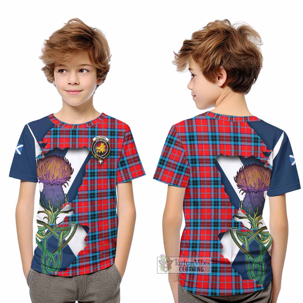 Tartan Vibes Clothing MacTavish (McTavish) Tartan Family Crest Kid T-Shirt Scottish Thistle Celtic Inspired