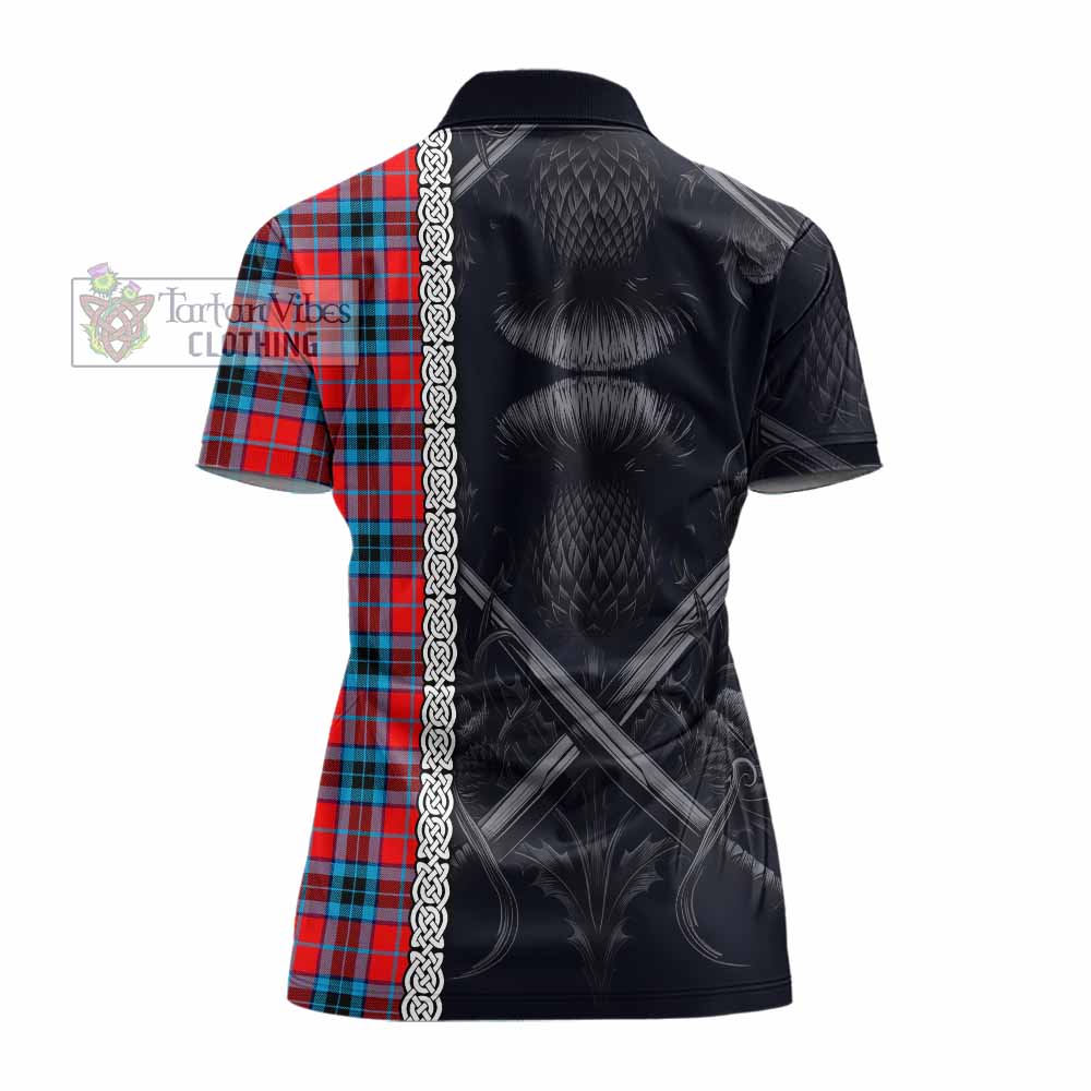 Tartan Vibes Clothing MacTavish (McTavish) Tartan Women's Polo Shirt with Family Crest Cross Sword Thistle Celtic Vibes