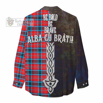 MacTavish (McTavish) Tartan Family Crest Women's Casual Shirt Alba Gu Brath Be Brave Lion Ancient Style