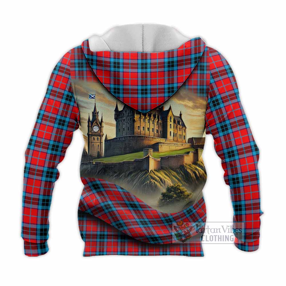 Tartan Vibes Clothing MacTavish (McTavish) Tartan Family Crest Knitted Hoodie with Scottish Ancient Castle Style
