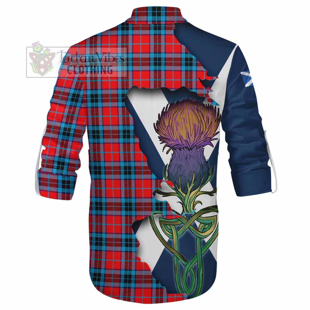 Tartan Vibes Clothing MacTavish (McTavish) Tartan Family Crest Ghillie Kilt Shirt Scottish Thistle Celtic Inspired