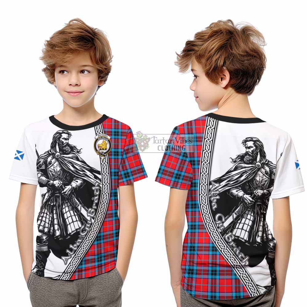 MacTavish (McTavish) Tartan Clan Crest Kid T-Shirt with Highlander Warrior Celtic Style