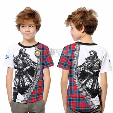 MacTavish (McTavish) Tartan Clan Crest Kid T-Shirt with Highlander Warrior Celtic Style