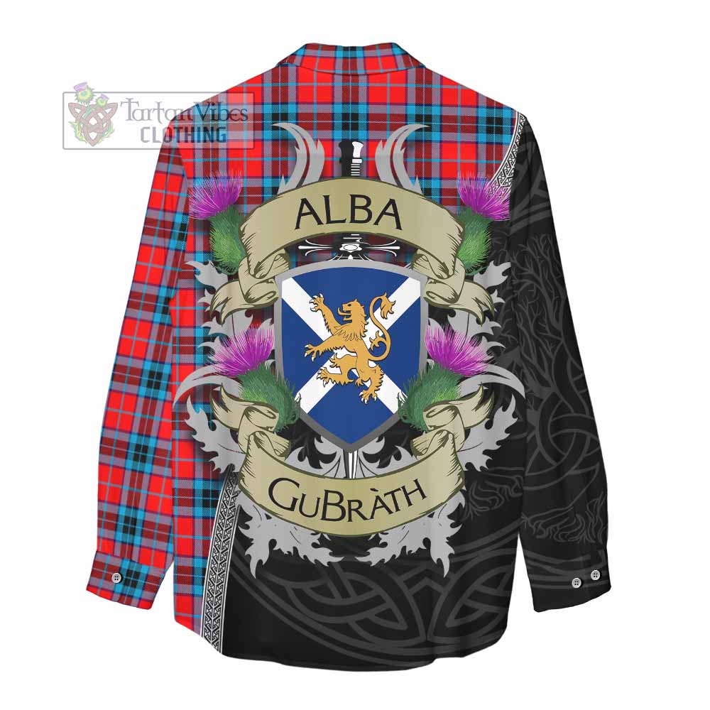 Tartan Vibes Clothing MacTavish (McTavish) Tartan Family Crest Women's Casual Shirt Lion Rampant Royal Thistle Shield Celtic Inspired