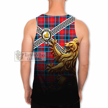 MacTavish (McTavish) Crest Tartan Men's Tank Top with Golden Lion Emblem Celtic Style