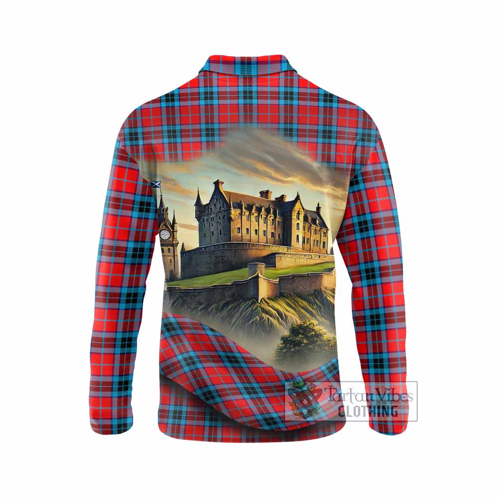 Tartan Vibes Clothing MacTavish (McTavish) Tartan Family Crest Long Sleeve Polo Shirt with Scottish Ancient Castle Style