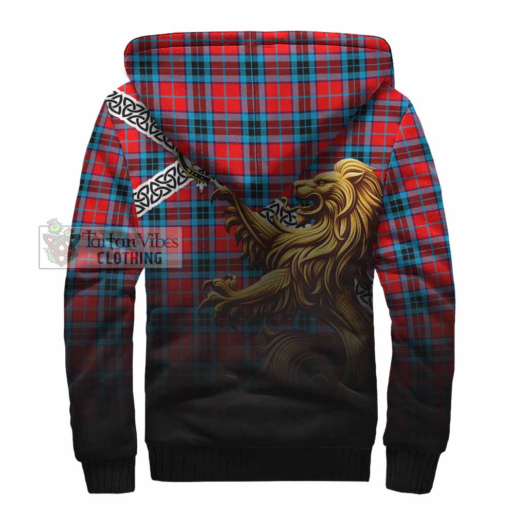 Tartan Vibes Clothing MacTavish (McTavish) Crest Tartan Sherpa Hoodie with Golden Lion Emblem Celtic Style