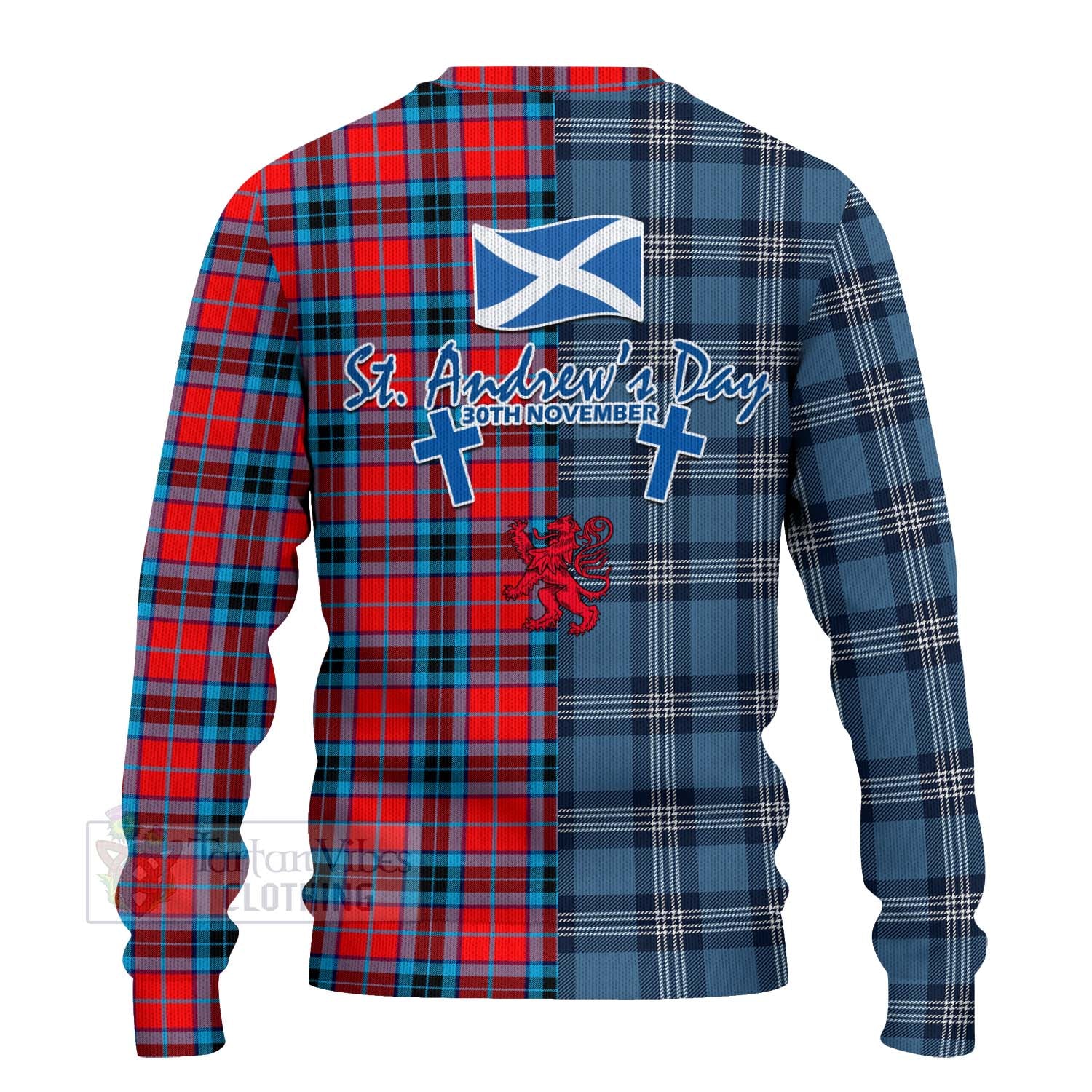MacTavish (McTavish) Tartan Knitted Sweater Happy St. Andrew's Day Half Tartan Style - Tartan Vibes Clothing