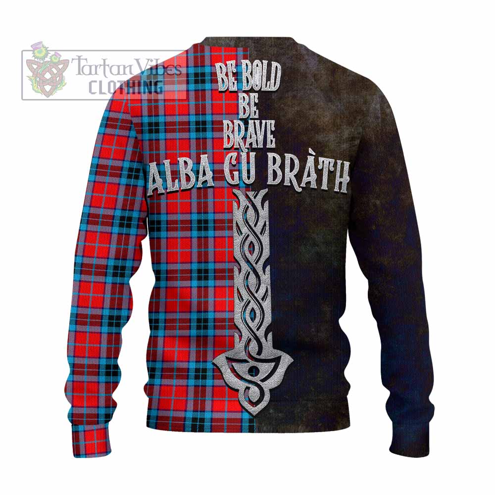 Tartan Vibes Clothing MacTavish (McTavish) Tartan Family Crest Knitted Sweater Alba Gu Brath Be Brave Lion Ancient Style