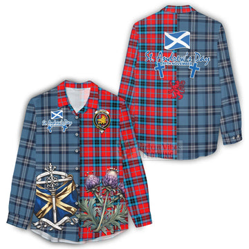 Tartan Vibes Clothing MacTavish (McTavish) Tartan Women's Casual Shirt Happy St. Andrew's Day Half Tartan Style