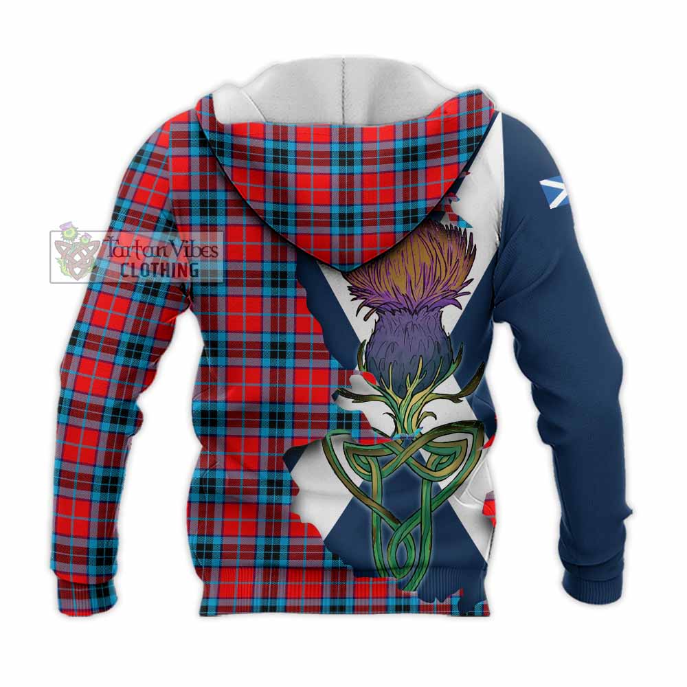 Tartan Vibes Clothing MacTavish (McTavish) Tartan Family Crest Knitted Hoodie Scottish Thistle Celtic Inspired
