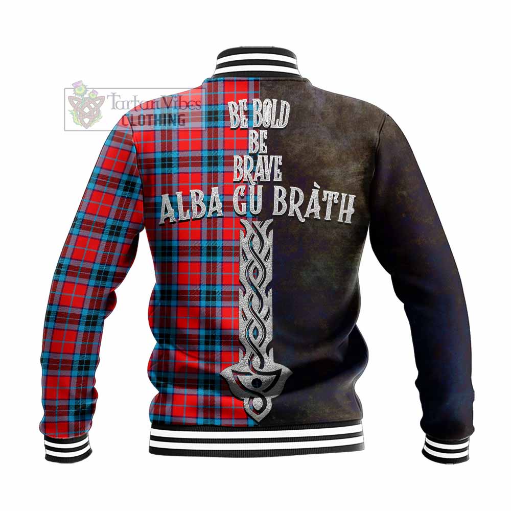 Tartan Vibes Clothing MacTavish (McTavish) Tartan Family Crest Baseball Jacket Alba Gu Brath Be Brave Lion Ancient Style