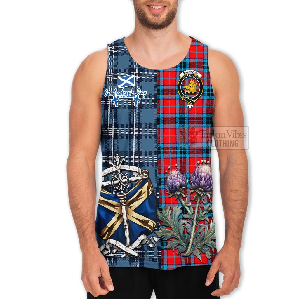 Tartan Vibes Clothing MacTavish (McTavish) Tartan Men's Tank Top Happy St. Andrew's Day Half Tartan Style