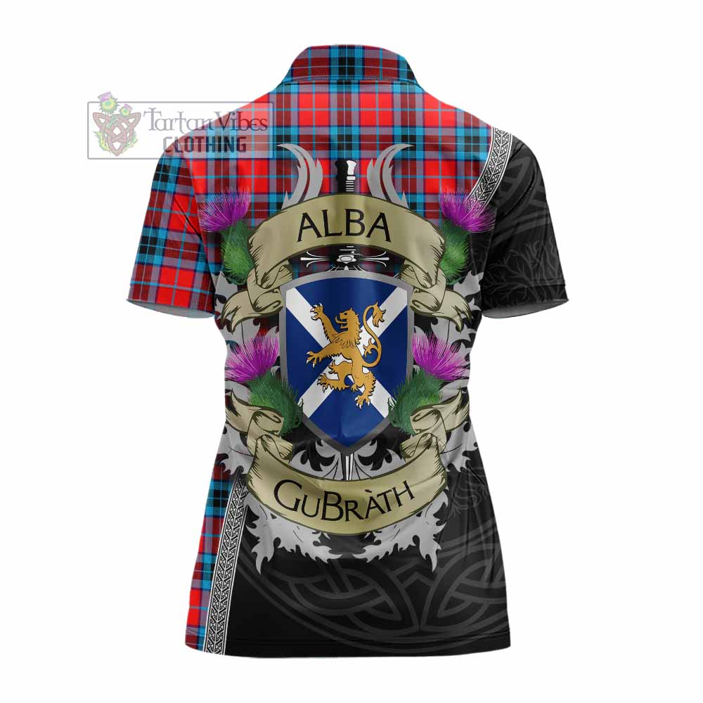 Tartan Vibes Clothing MacTavish (McTavish) Tartan Family Crest Women's Polo Shirt Lion Rampant Royal Thistle Shield Celtic Inspired