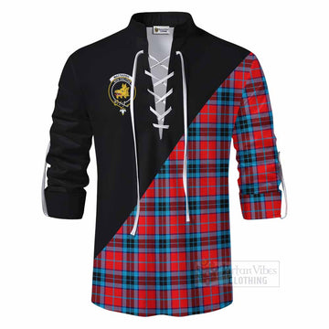Tartan Vibes Clothing MacTavish (McTavish) Tartan Ghillie Kilt Shirt with Family Crest and Military Logo Style