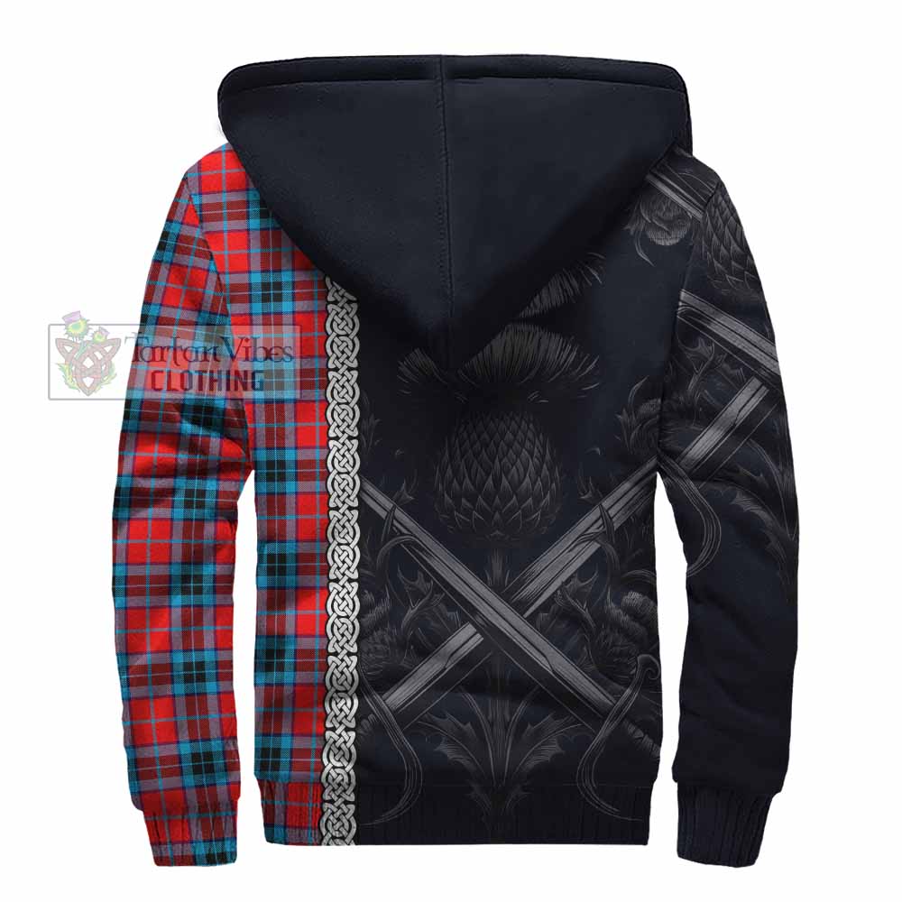 Tartan Vibes Clothing MacTavish (McTavish) Tartan Sherpa Hoodie with Family Crest Cross Sword Thistle Celtic Vibes