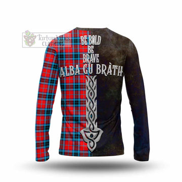 MacTavish (McTavish) Tartan Family Crest Long Sleeve T-Shirt Alba Gu Brath Be Brave Lion Ancient Style