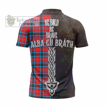 MacTavish (McTavish) Tartan Family Crest Zipper Polo Shirt Alba Gu Brath Be Brave Lion Ancient Style